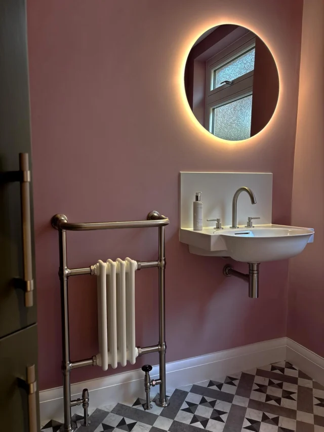 💗 A Pink Moment 💗

What was once a bathroom with a full bath is now a thoughtfully reworked downstairs cloakroom, designed to feel both elegant and practical. (Swipe to see the before!) 

Our client wanted to replace the bath with better storage and create more of a true cloakroom feel, so we transformed the space with bespoke full-height cabinetry, patterned flooring, brushed nickel brassware and a compact wall-hung basin to keep the room feeling open and airy. The traditional-style radiator adds the perfect finishing touch, tying the scheme together beautifully. 

Soft blush walls paired with ash green cupboards bring warmth and character to the space, creating a cloakroom that feels stylish, functional and full of personality.

Designed, supplied and installed by our in-house team.

Get in touch to start your bathroom project:
📞 01959 523 008
🌐 https://www.olympusbathrooms.co.uk/
 📧 info@olympusbathrooms.co.uk 

#bathroomtransformation #luxurybathroom #cloakroomdesign #bathroomrenovation #beforeandafter