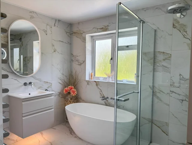 Soft Tones & Chrome 🤍

This bathroom was designed to feel light, spacious and effortlessly refined.

Large-format porcelain tiles create a seamless backdrop, while chrome brassware and fixtures provide a timeless finish. 

Clean architectural lines, a freestanding bath and carefully layered lighting come together to create a space that feels calm and inviting.

Design, supplied and installed by our in-house team.

Get in touch to start your bathroom project with us:

📞 01959 523 008
🌐 https://www.olympusbathrooms.co.uk/
 📧 info@olympusbathrooms.co.uk

#luxurybathroom #chromebathroom #bathroomdesign #bathroomtiles #bathroomrenovation